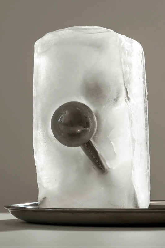 globes dans un bloc de glace